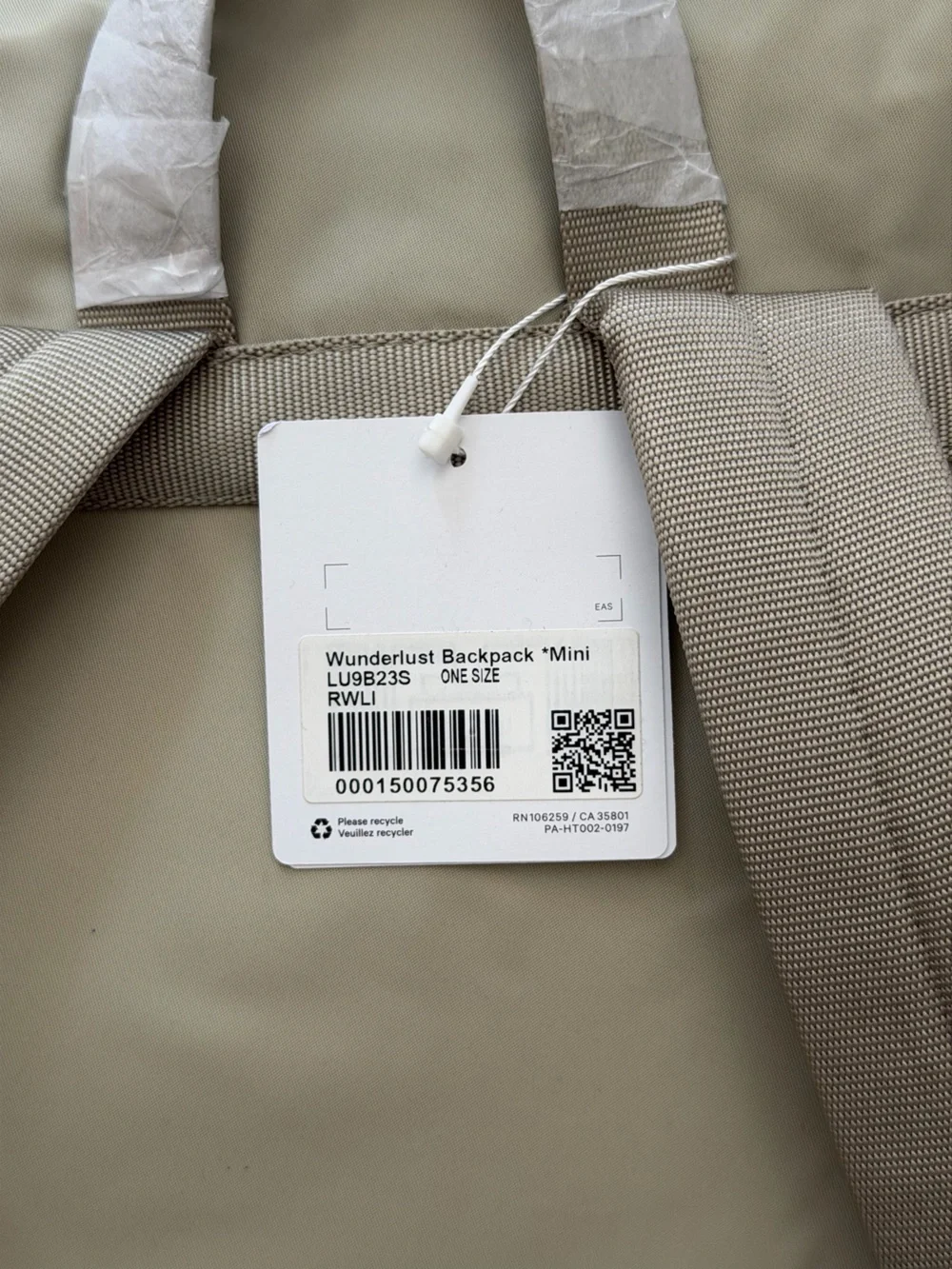 *NWT* Wunderlust Backpack Small 14L Raw Linen